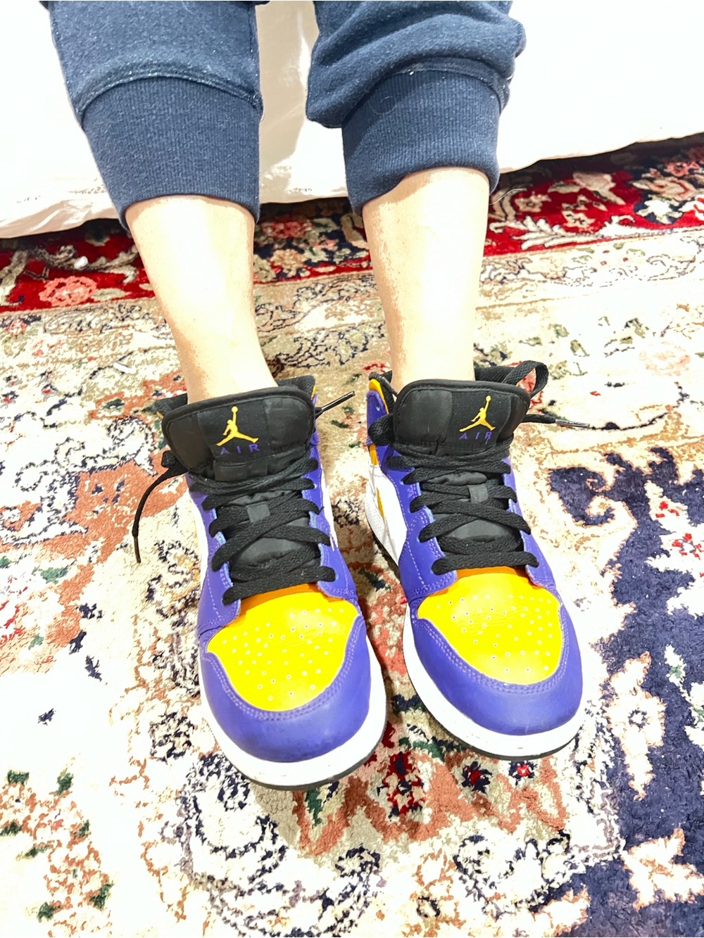 Jordan Low-Top Sneakers in Purple, Yellow and Black